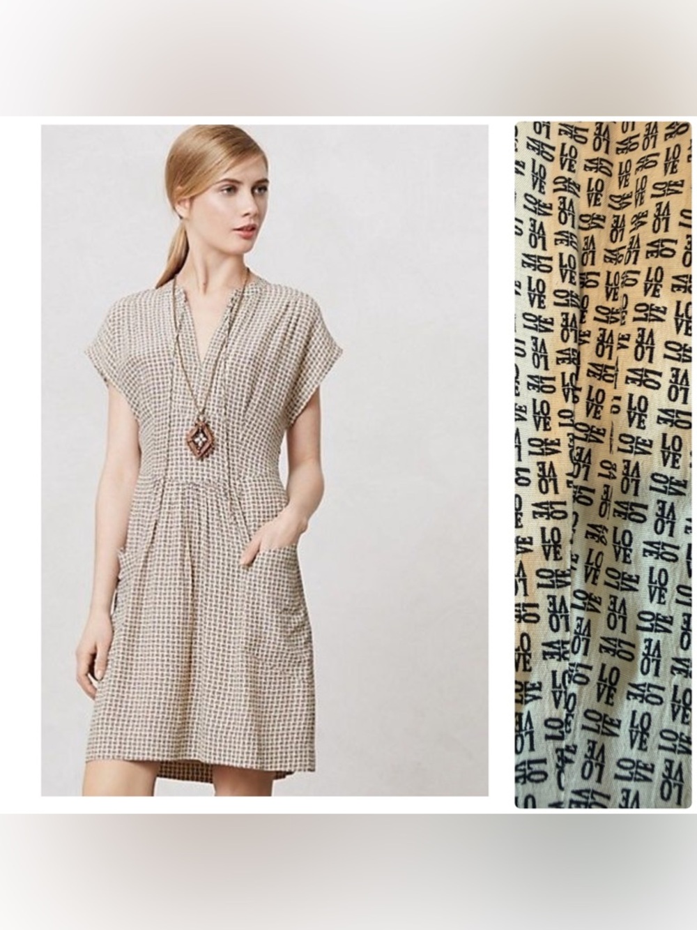 Anthropologie Lil Love Print Dress Size 6 First Blush V-Neck Cap Sleeve Pockets